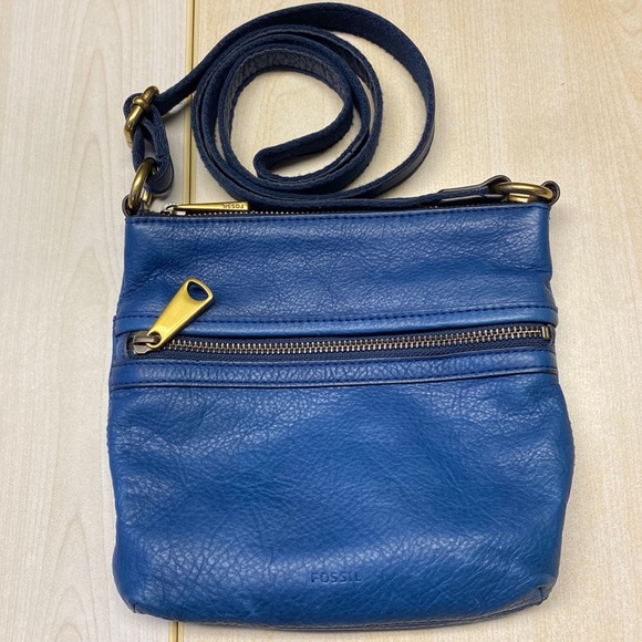 Fossil Handbags - Fossil mini crossbody. Beautiful blue leather.